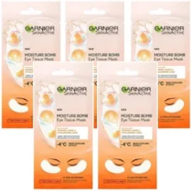 Garnier BUNDLE Eye Tissue Mask Υφασμάτινη Μάσκα Ενυδάτωσης Ματιών με Πορτοκάλι και Υαλουρονικό Οξύ 5 Τεμάχια x 6gr