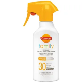 Carroten Family Suncare Face & Body Milk Spray Trigger SPF30 Αντηλιακό Γαλάκτωμα για Πρόσωπο - Σώμα για Όλη την Οικογένεια 300ml