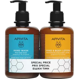 Apivita Hand Wash 300ml + Hand & Body Lotion 300ml
