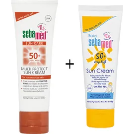 Sebamed Sun Cream SPF 50+ Multi Protect Sun Cream χωρις άρωμα 75ml  & ΔΩΡΟ SebaMed Baby Sun Cream SPF50+ 75ml