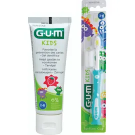 Gum Promo Kids Touthbrush 3-6 Years - Παιδική Οδοντόβουρτσα Γαλάζιο &amp; Gum Kids Toothpaste Strawberry 2-6 Years - Παιδική Οδοντόκρεμα 50ml