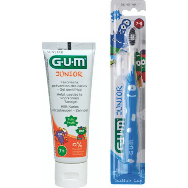 Gum Promo Junior Touthbrush 7-9 Years Παιδική Οδοντόβουρτσα Μπλέ &amp; Gum  Junior Toothpaste Tutti Frutti 7+ Years Παιδική Οδοντόκρεμα 50ml - Fedra