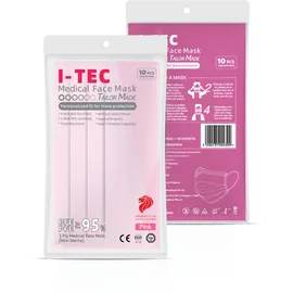 Μάσκα Προστασίας I-TEC Medical BFE98% PFE95% 3ply Mιας Xρήσης Ροζ (50 τεμάχια)