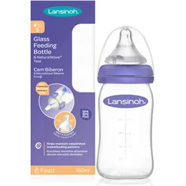 Lansinoh Μπιμπερό Γυάλινο με NaturalWave με Θηλή Αργής Ροής 160ml 1τμχ