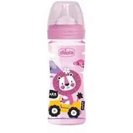 Chicco Well Being Πλαστικό Μπιμπερό Ροζ ΘΣ Κανονική Ροή 2m+ 250ml 28623-10