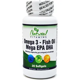 Natural Vitamins Omega 3 Fish Oil Mega EPA DHA 30 Softgels Λιπαρά Οξέα