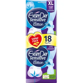 Σερβιέτες Everyday Sensitive with cotton EXTRA LONG Ultra Plus Value Pack 18 τεμ.