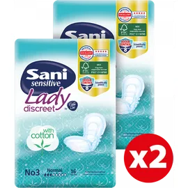 Σερβιέτες ακράτειας με βαμβάκι Sani Lady Normal No3 32τμχ (2x16τεμ)