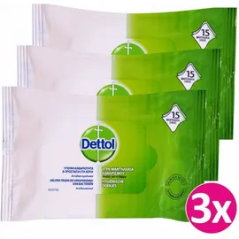 Dettol Αντιβακτηριδιακά Μαντηλάκια Προσωπικής Υγιεινής 3x15τεμ