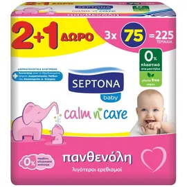 Mωρομάντηλα Septona Calm n' Care Πανθενόλη, 225τεμ (3x75τεμάχια)