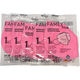 Famex Μάσκες Ρόζ FFP2 NR με Προστασία άνω των 98% Χωρίς Βαλβίδα Εκπνοής 5 Τεμάχια