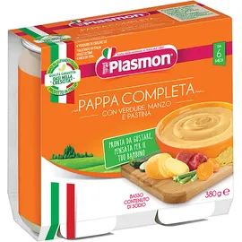 Plasmon Έτοιμα Βρεφικά Γεύματα με βοδινό, λαχανικά και ζυμαρικά 2x190gr