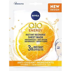 Nivea PROMO Q10 Energy Instant Recharge Sheet Mask Υφασμάτινη Μάσκα Προσώπου για Αναπλήρωση Ενέργειας 2+1 ΔΩΡΟ