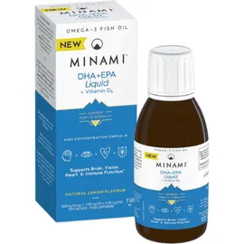 Minami EPA+DHA Liquid + Vitamin D3 Lemon Flavour 150 ml