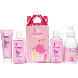 Aloe+ Colors So Velvet Back to School for Her Πακέτο 4 Προϊόντων με Άρωμα Πούδρας Αντισηπτικό 85ml 2τμχ Butter Χεριών 50ml 1τμχ & Κρεμοσάπουνο 150ml 1τμχ