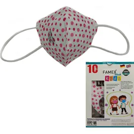 Famex Mask Kids Παιδικές Μάσκες Προστασίας FFP2 NR Ροζ Πουά 10 Τεμάχια σε Κουτί
