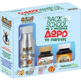 Nature's Plus Back To School Animal Parade Vitamin D3 500 IU 90 chewable tabs + Gold Assorted Flavor 60 chewable tabs + Δώρο Παγούρι Ασημί