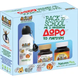 Nature's Plus Back To School Animal Parade Vitamin D3 500 IU 90 chewable tabs + Gold Assorted Flavor 60 chewable tabs + Δώρο Παγούρι Λευκό