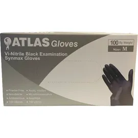 ATLAS Vi-Nitrile Black Γάντια Νιτριλίου Μαύρα Μέγεθος:Medium Χωρίς Πούδρα 100 Τεμάχια