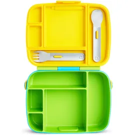 MUNCHKIN Bento Lunch Box, Φαγητοδοχείο με Κουταλοπήρουνα, Πράσινο- Κίτρινο