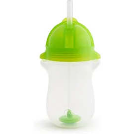 MUNCHKIN Tip & Sip Straw Cup Tall , Ποτήρι με Καλαμάκι & Βαρίδι που δε Χύνεται, Πράσινο - 296ml