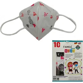 Famex Mask Kids Παιδικές Μάσκες Προστασίας FFP2 NR Hearts 10 τεμάχια