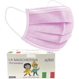 Ιταλική Μάσκα Παιδική Medical Type II Μιας Χρήσης 3ply Ροζ 50τμχ