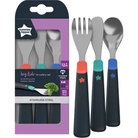 Tommee Tippee TT Grown Up 1st Cutlery Set Παιδικά Μεταλλικά Μαχαιροπίρουνα για 12m+ 3 Τεμάχια