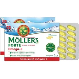 Mollers - Forte Omega 3 Μίγμα Ιχθυελαίου & Μουρουνέλαιου για Ενίσχυση Ανοσοποιητικού και Νευρικού Συστήματος  30 Μαλακές Κάψουλες