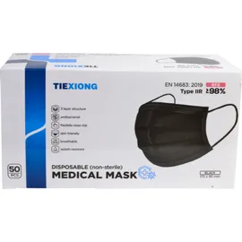Ιατρική Μάσκα Προστασίας 3ply Μίας Χρήσης Μαύρου Χρώματος 50 τμχ