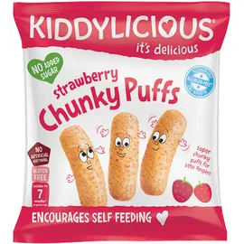 Kiddylicious | Strawberry Chunky Puffs Σνακ Καλαμποκιού Φράουλα από τον 7ο Μήνα | 12gr