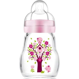 Mam Feel Good Γυάλινο Μπιμπερό Θηλή Σιλικόνης 0m+ Χρώμα:Ροζ 0m+ 170ml [370S]