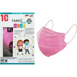 Famex Mask Kids Παιδικές Μάσκες Προστασίας FFP2 NR για Κορίτσι Ανοιχτό Ροζ 10 Τεμάχια σε Κουτί