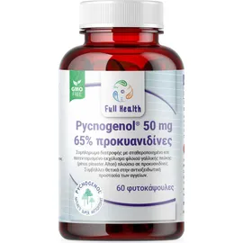 FULL HEALTH Pycnogenol 50mg, 65% Προκυανιδίνες Συμπλήρωμα Διατροφής με Εκχύλισμα Φλοιού Γαλλικής Πεύκης για Αντιοξειδωτική Προστασία των Αγγείων 60 φυτο