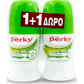 BYLY Perky Organic 48h Activ Fresh Deodorant Roll On Αποσμητικό με Μέντα &amp; Πράσινο Τσάι 50ml 1+1 ΔΩΡΟ