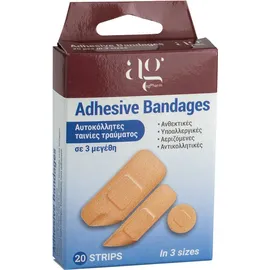 AG Pharm Adhesive Bandages Αυτοκόλλητες Ταινίες Τραύματος σε 3 Μεγέθη 20 Τεμάχια