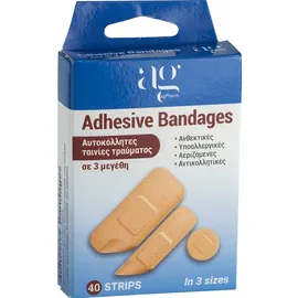 AG Pharm Adhesive Bandages Αυτοκόλλητες Ταινίες Τραύματος σε 3 Μεγέθη 40 Τεμάχια