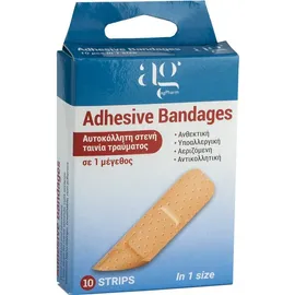 Ag Pharm Adhesive Bandages Αυτοκόλλητη Στενή Ταινία Τραύματος σε 1 Μέγεθος 10 Τεμάχια