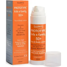 BODERM Prototype Kids &amp; Family Face &amp; Body Lotion Αντηλιακό Γαλάκτωμα Προσώπου &amp; Σώματος με SPF50+ &amp; Προστασία από την Κερατίαση 200ml