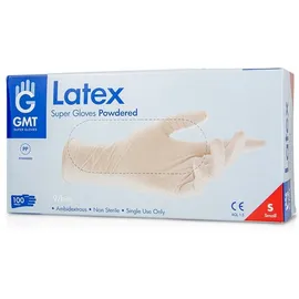 GMT Super Gloves Latex Powdered Γάντια μιας χρήσης Latex με Πούδρα Μέγεθος Small 100τμχ