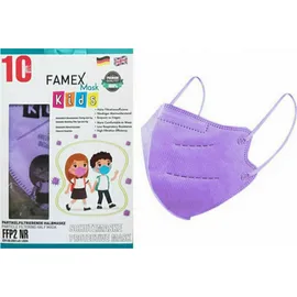 Famex Mask Kids Παιδικές Μάσκες Προστασίας Λιλά  FFP2 NR 10τμχ