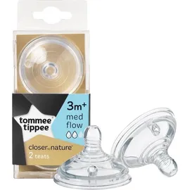 Tommee Tippee Closer To Nature Θηλή Σιλικόνης Μέτριας Ροής 3m+ 2τμχ