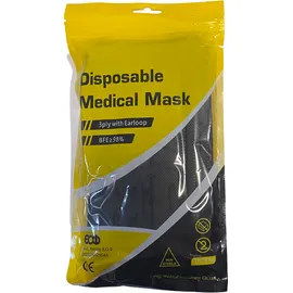 Μάσκες Προσώπου Μαύρες Disposable 3ply Mask Χειρουργικές 10 Τεμάχια σε Σακουλάκι με Zip