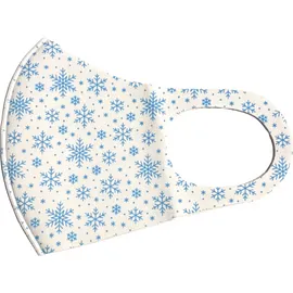 Χριστουγεννιάτικη Υφασμάτινη Μάσκα Ενηλίκων Λευκή με Μπλε Χιονονιφάδα Classic 1 Τεμάχιο