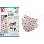 Famex Kids Mask FFP2 NR Polka Dots, Παιδική Μάσκα Μιας Χρήσης Λευκή με Βούλες, 10τμχ