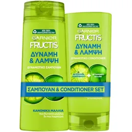 Garnier Bundle Fructis Strength & Shine Σετ Ενδυνάμωσης Μαλλιών Σαμπουάν 400ml - Conditioner Μαλακτική Κρέμα Μαλλιών  200ml