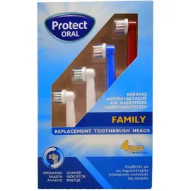 Protect Oral Family Replacement Toothbrush Heads Ανταλλακτικά Ηλεκτρικής Οδοντόβουρτσας 4τμχ