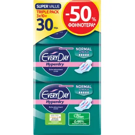 Σερβιέτες EveryDay Hyperdry NORMAL Ultra Plus Triple Pack 30 τεμ. STR -50%