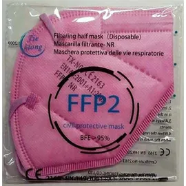 Tiexiong FFP2 Civil Protective Mask BFE >95% Ροζ 5τμχ