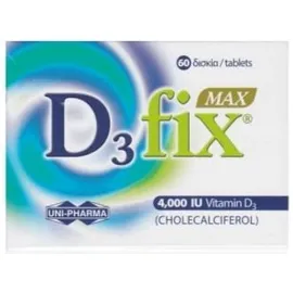 Uni-Pharma D3 Fix MAX 4000IU 60 Tabs Βιταμίνη D3